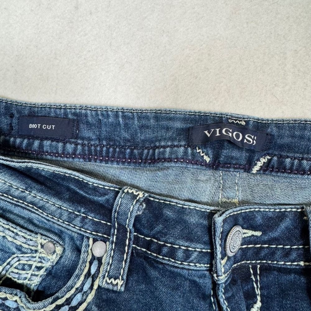 Vigoss Heritage Fit Bootcut Jeans Womens Size 10 L32 Embroidered Pocket Denim - Picture 5 of 8